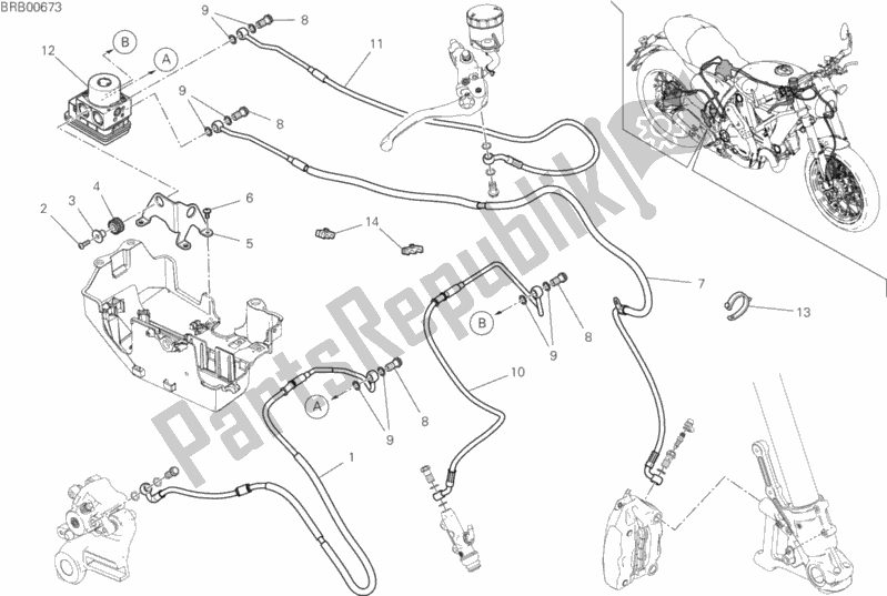 Todas as partes de Abs Do Sistema De Travagem do Ducati Scrambler Cafe Racer Thailand 803 2019